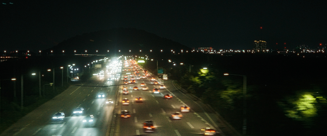 Speeding through Seoul at night