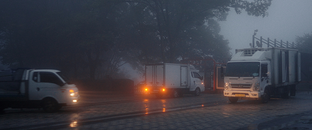 Trucks arriving