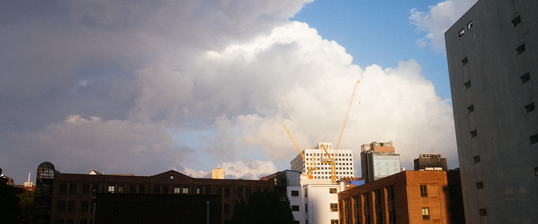 Puffy clouds at Myeongdong sundown